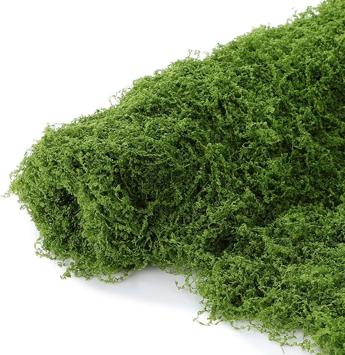 Zeyune 1 Pcs Fake Moss Table Runner for Crafts Artificial Moss Sheet Roll Waterproof Carpet Blanket for Wall Roof Garden Wedding Party Decoration (39 x 39 Inch)