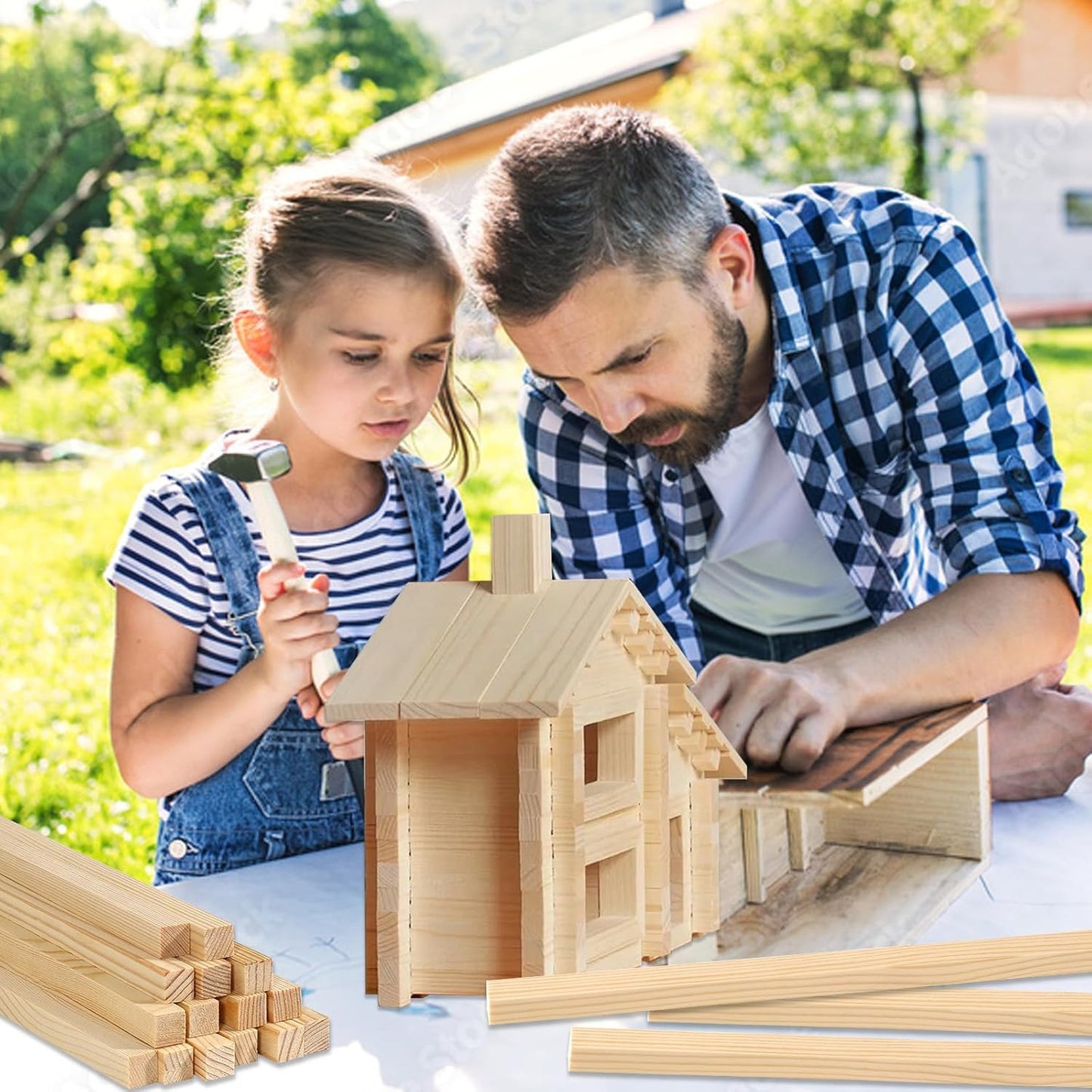 1/2" x 12" Square Wood Dowels Wooden Dowel Rods for Crafting, 15 PCS Square Wood Sticks for Crafts, Unfinished Pine Hardwood Sticks for Woodworking Models Making Dollhouses Miniatures