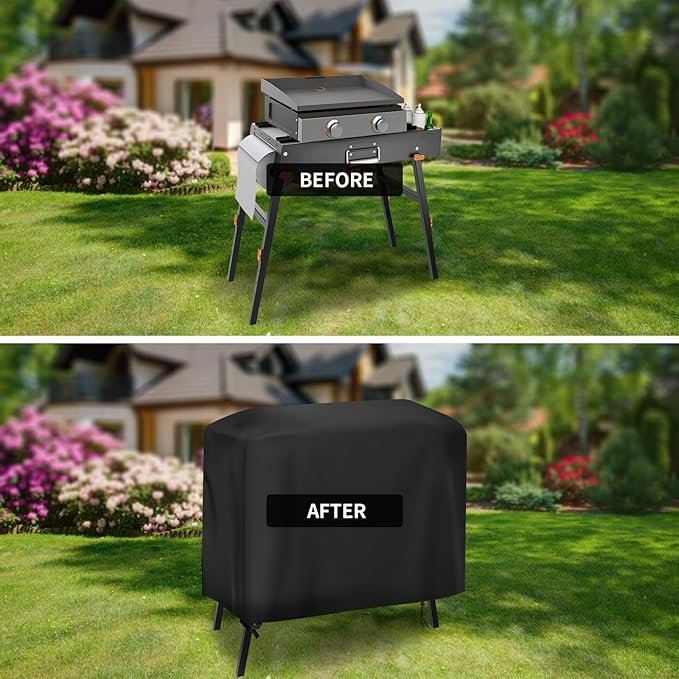 Griddle Cover for Yukon Glory Portable Grill Table, Outdoor 22 inch 17 inch Griddle Table Cover Waterproof Grill Stand Cover BBQ Grilling Cover Black - 34" L×24" W×32" H