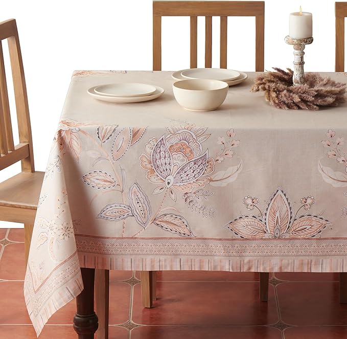 Maison d' Hermine Premium Table Cloth Rectangle Table 100% Combed Cotton 140 x 70 Inches Tablecloth Reusable Decorative for Dining Room, Farmhouse, Home, Party, Festive & Wedding - Society Florals