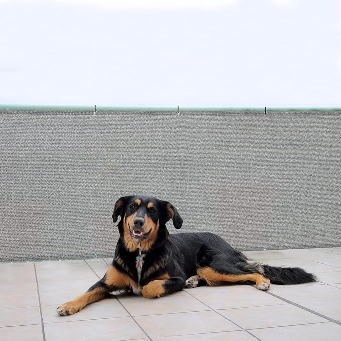 SUNNY GUARD 3'x16' Brown Grey Balcony Deck Privacy Screen Fence, Apartments Railing, Heavy Duty Wind Block Screen for Outdoor,Backyard,Patio,Porch Privacy（We Make Custom Sizes）