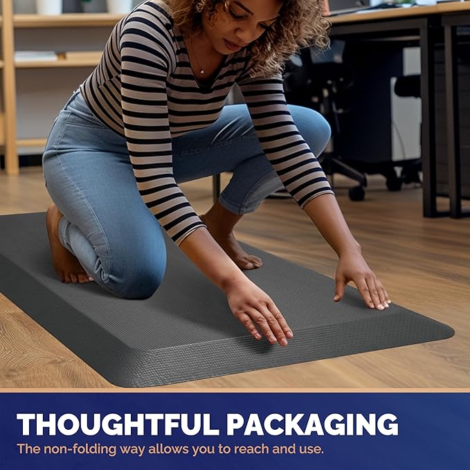 FEATOL Anti Fatigue Mat for Standing, 9/10 Extra Thick Ergonomic Standing Desk Mat, Comfort & Durable Memory Foam Standing Mat at Home,Office All Day (20" x 59", Grey, 1PC)