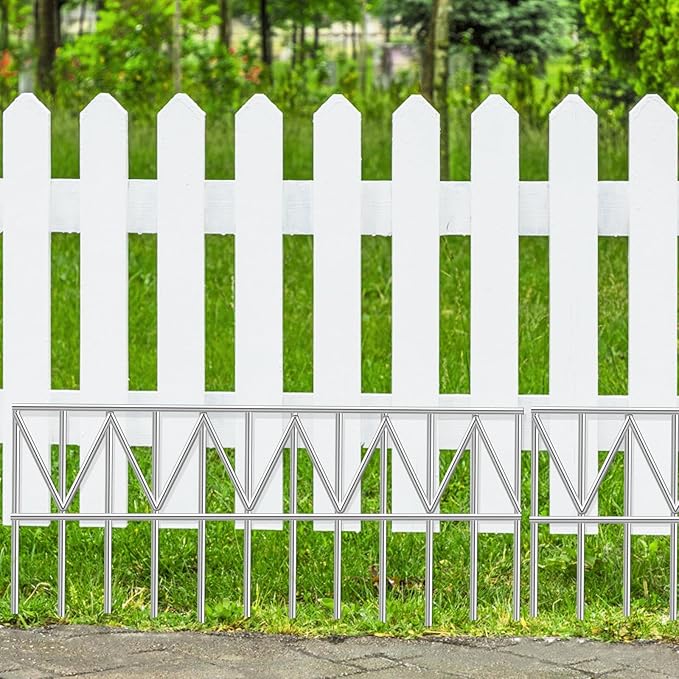 15 Pack 24" L x 15" H Animal Barrier Fence, Underground No Dig Fence Patented Product, 5.5mm Galvanized Stakes with 2 inch Spacing, Anti Digging for Dogs, Total 30Ft(L) X 15in(H) Silver