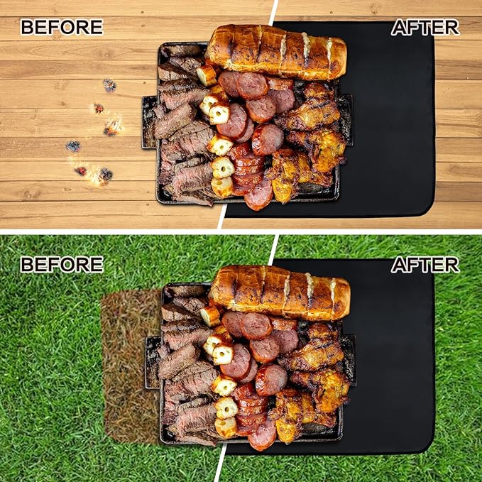 SUITMAT Heat Resistant Grill Mat for Countertop, Fireproof & Waterproof Mat for Outdoor Tabletop Grill, Outdoor Deck Protector, 24 x 31 in (0.8 mm)
