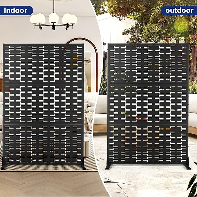 Outdoor Privacy Screen,72" H×47" W Metal Privacy Screen, Freestanding Privacy Fence Panels for Patio
