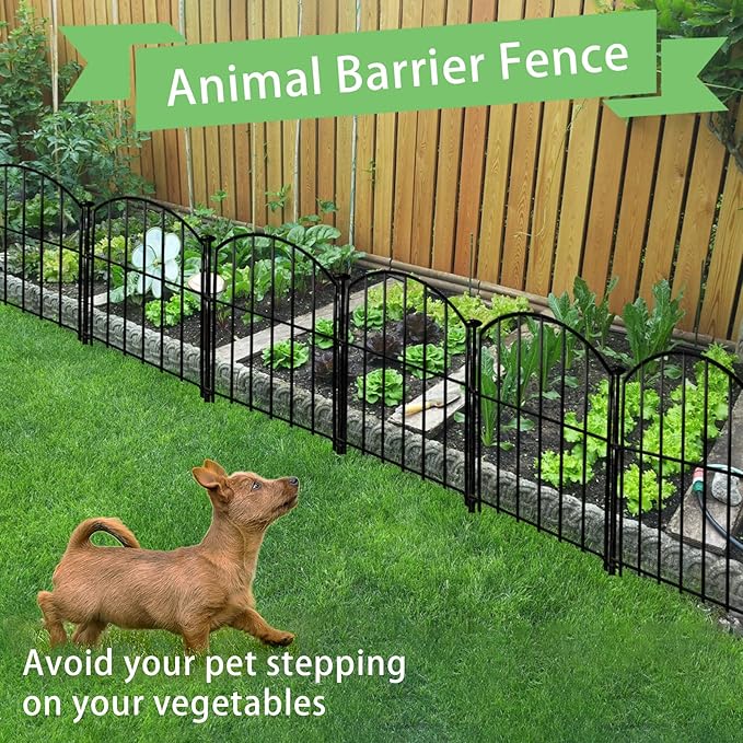 Decorative Garden Fence 17in x18ft, 18 Pack Rustproof Metal No Dig Fence Animal Barrier for Dog, Arched Flower Bed Edging Ornamental Wire Border Panel Fencing for Yard Patio Outdoor Decor