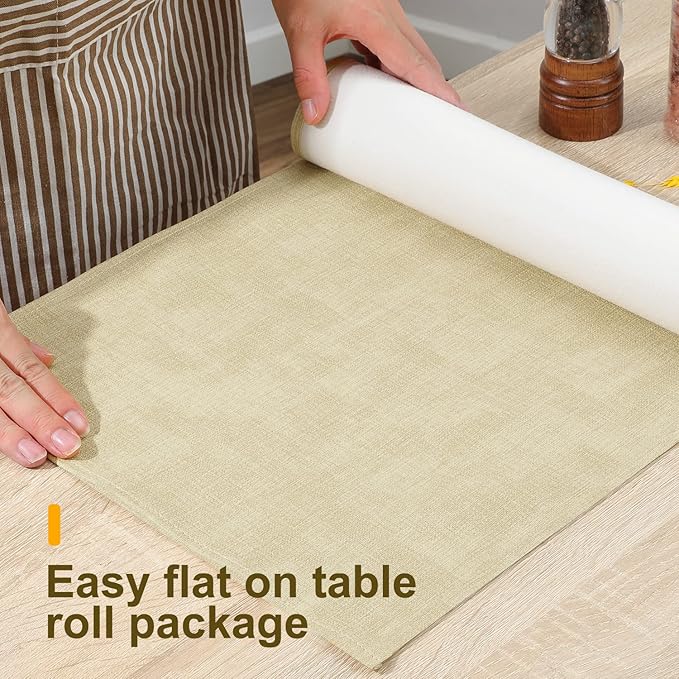 Wipeable Table Runner, Thick Farmhouse Dresser Runner, Rustic for Kitchen, Bedroom, Living Room, Indoor and Outdoor (72'', Beige)