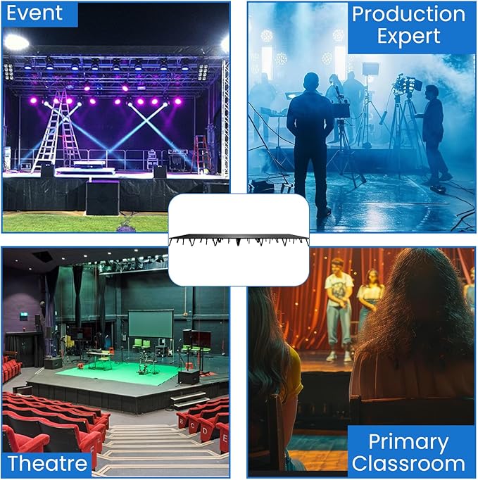 8'x24' MYSTAGE 12 Stage Platform - Portable, Folding Lightweight Aluminum Performance Deck with Adjustable Height 17"-28" - US Patented Design