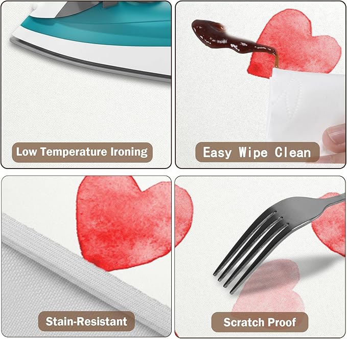 Valentines Day Round Fitted Tablecloth with Elastic Pink Red Love Heart Circle Table Cloth for 36-40" Round Tables Wipeable Waterproof Washable Valentine Table Cover for Picnic Dining Party Decor
