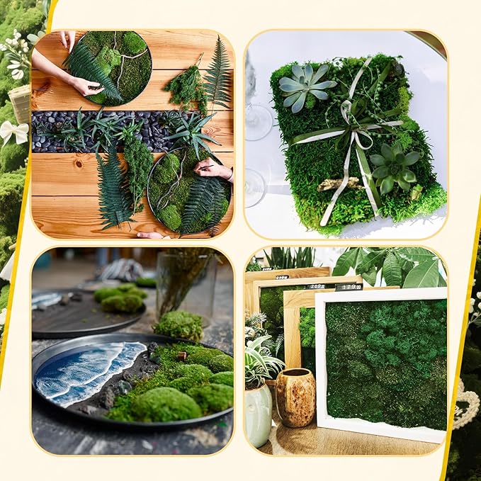 Zeyune 4 Pcs Fake Moss Table Runner for Crafts 12'' x 71'' Artificial Moss Sheet Roll Waterproof Carpet Blanket for Wall Roof Garden Wedding Birthday Party Table Decoration (Green)