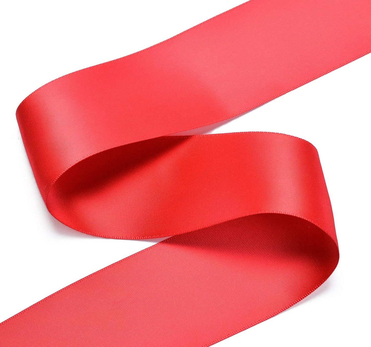 YAMA Double Face Satin Ribbon - 2 Inch 25 Yards for Gift Wrapping Ribbons Roll, Red