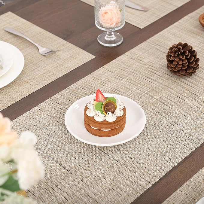 Myir JUN Table Runner, Vinyl Table Runner Indoor 55 Inch Long Arbitrarily Cropped Runner for Table Heatproof for Home Party (Beige, 12 x 55 inch)