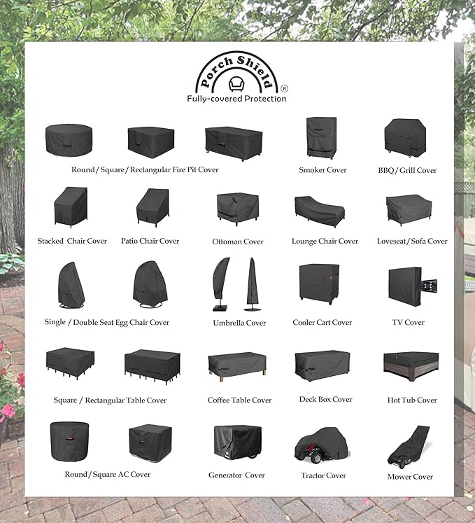Porch Shield Fire Pit Cover - Waterproof 600D Heavy Duty Fade Resistant Square Patio Fire Pit Table Cover Black - 28 x 28 inch