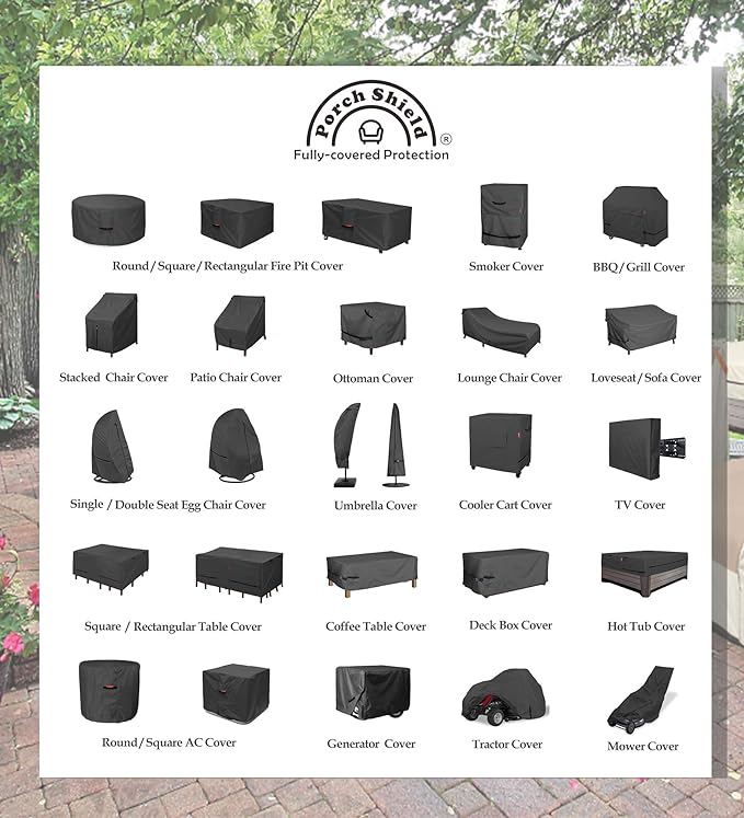 Porch Shield Square Patio Fire Pit Cover Fade Resistant Waterproof Outdoor Firepit Cover 44 x 44 inch for Gas Propane Fire Table