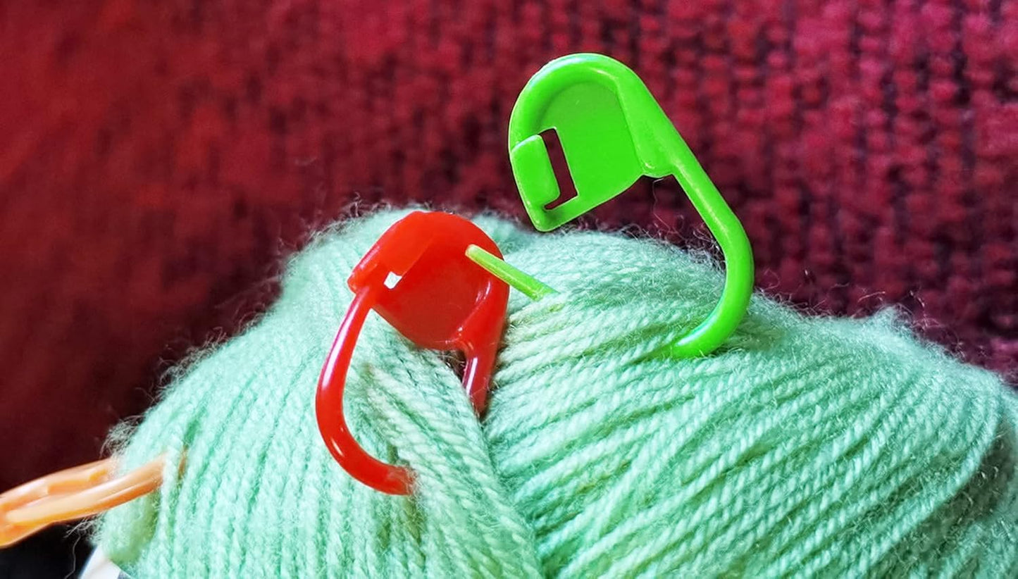 JOSDIOX 60-Piece Crochet Knitting Markers - Locking Stitch Pins, Plastic Safety Pins, Weave Stitch Counter for Clips Yarn (10 Colors)