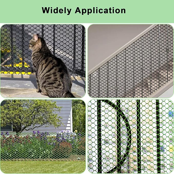 vensovo Black Plastic Wire Mesh 15.7IN x 10FT Roll - Chicken Wire Fencing for Poultry, Gardening Barrier, Balcony Guard for Cats and Dogs, Floral Craft Mesh with 20 Zip Ties