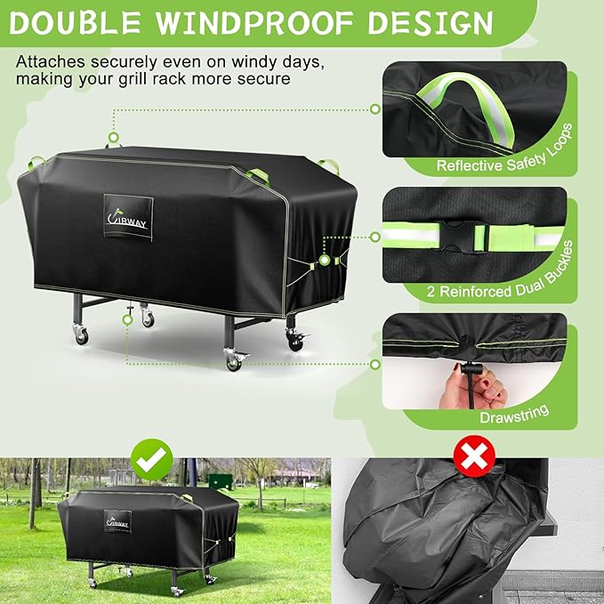 UIRWAY Griddle Cover for Blackstone 36" Griddle, Waterproof & Windproof Grill Cover for Outdoor Grill, Barbecue Cover with Reflective Strip and Air Vent for Most 4-Burner Flat Top Grill