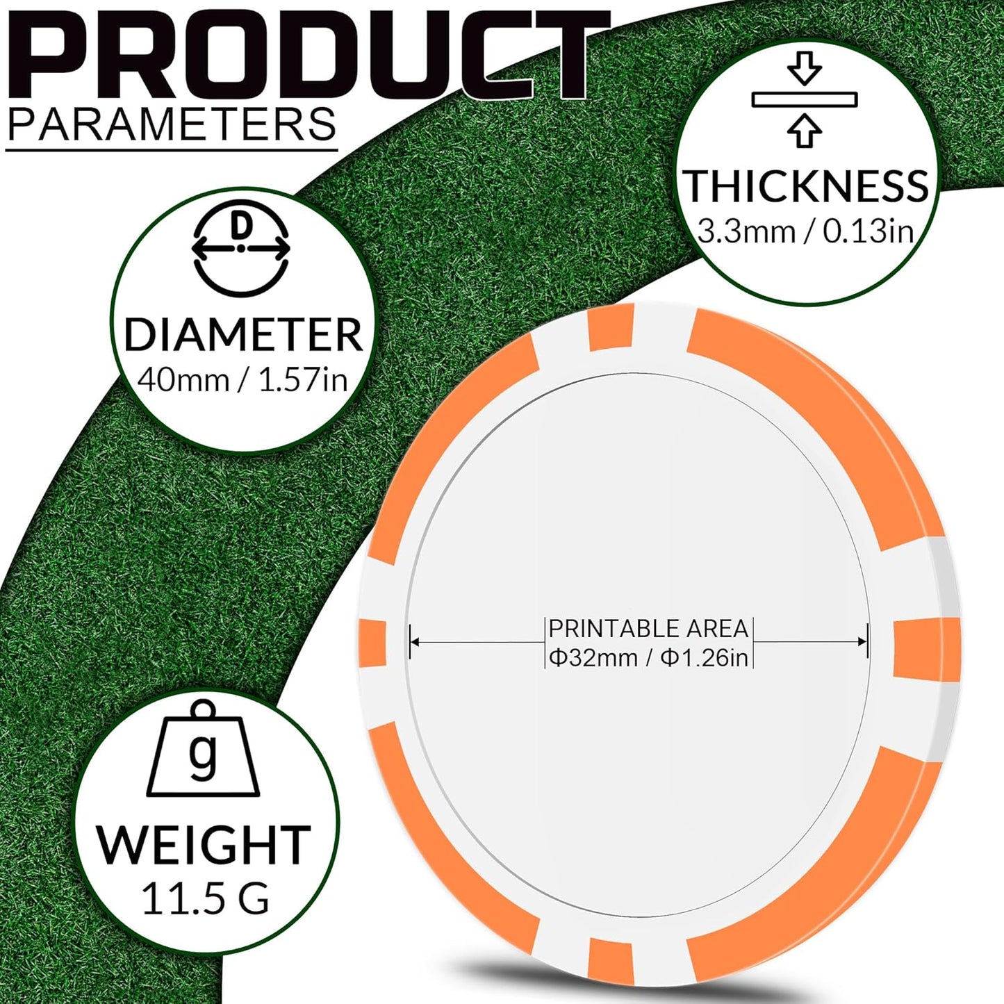 50 Custom Poker Chips, Personalized with Your own Logo, Photo or Text - 11.5g Casino Chips for Poker Gram, Tournaments, Business Card, Token