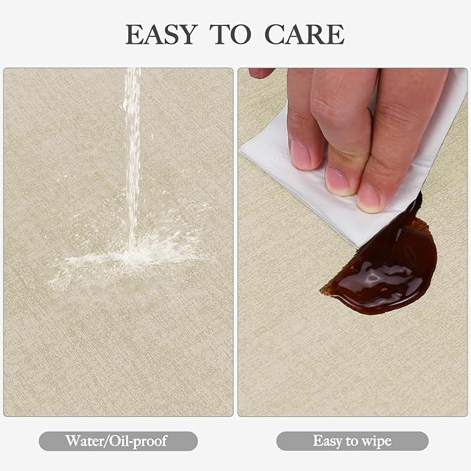 Faux Leather Heat Resistant Placemats Set of 4 – Waterproof Oilproof Wipeable Dining PU Place Mat Easy Clean Table Mats for Kitchen/Dining/Party/Holiday, Beige
