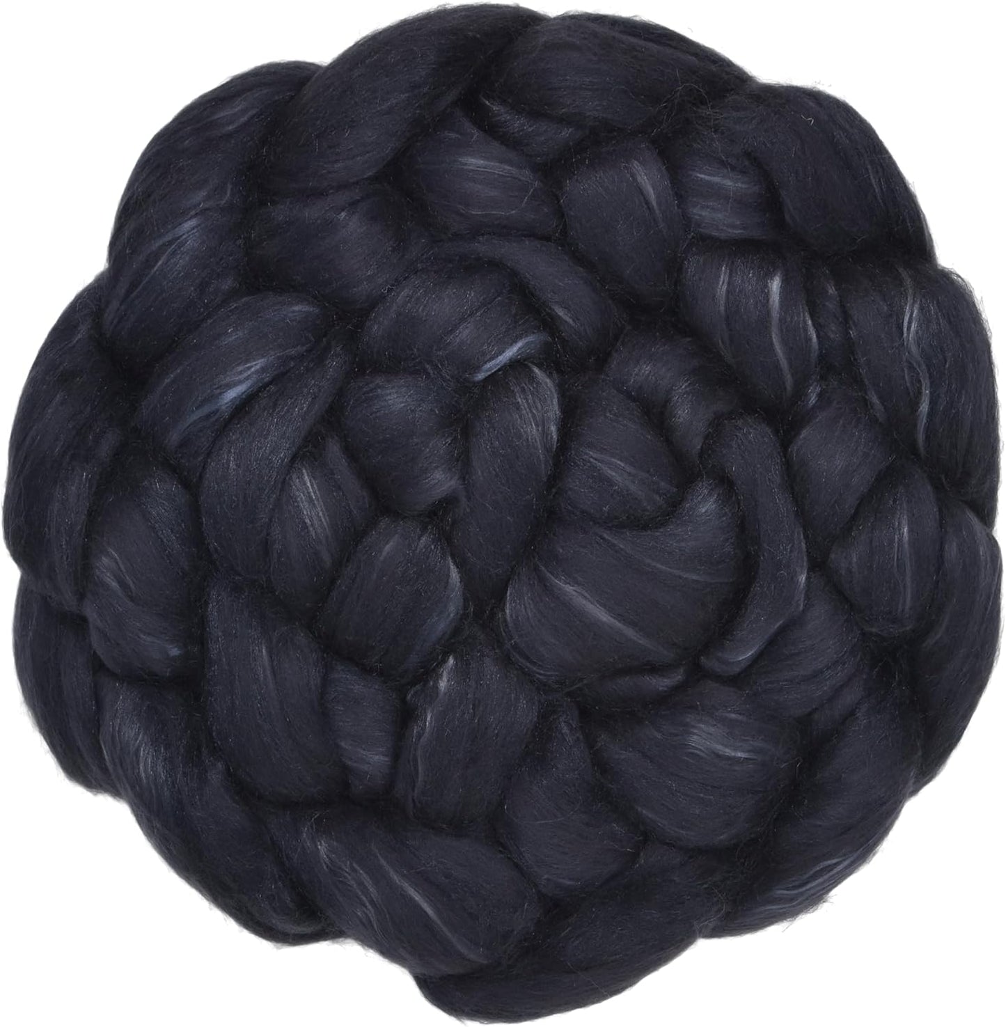 Merino Silk Luxe Tonal Designer Blend. Superfine Merino, Mulberry Silk, Tussah Silk. Top Roving for Spinning or Felting. Obsidian 4oz