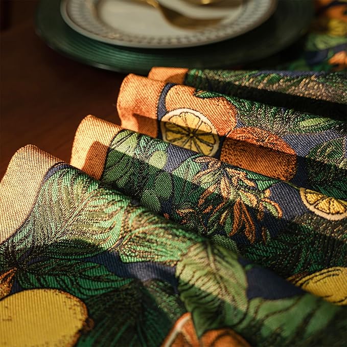 13×72 Inch Table Runner, Retro-Luxury Tassels Series for Kitchen Dining Table Holiday Decoration (Lemon Garden)