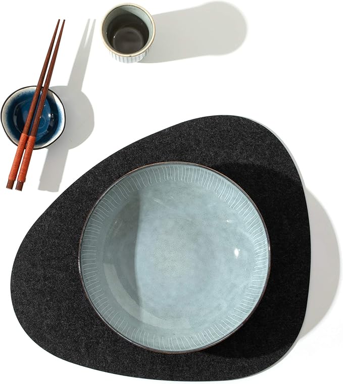 Chillify Table Coaster Set of 6 | Non-Slip, Heat-Resistant, Washable Placemats | Suitable for Outdoor Use | Dark Gray, Oval