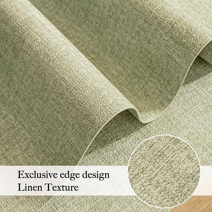 Faux Leather Heat Resistant Spring Placemats Set of 6 – Waterproof Oilproof Wipeable Dining PU Vinyl Place Mat Easy Clean Table Mats for Kitchen/Dining/Party/Holiday, Grass Green