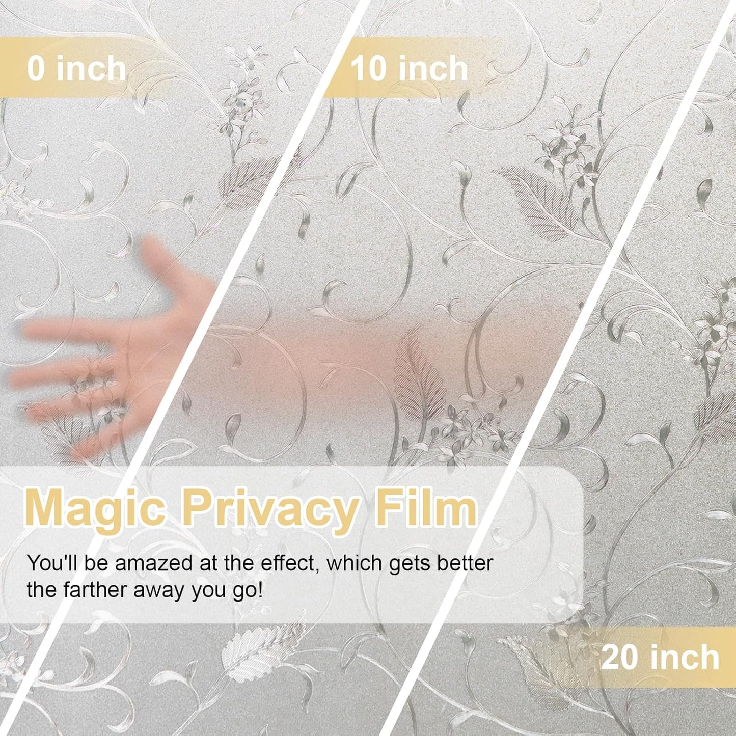 Window Privacy Film Decorative for Front Door, Bathroom Static Cling Stained Glass Sticker Opaque Heat Control UV Blocking Non-Adhesive for Home Windows 35.4 x 78.7 inches Horsetail