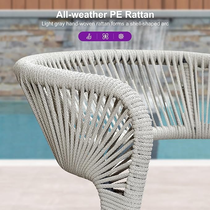 PURPLE LEAF 7 Pieces Outdoor Dining Set Patio Table and Chairs Set Aluminum Wicker Rattan Patio Furniture Set for Lawn Garden Porch Beige Marble Color Outdoor Set
