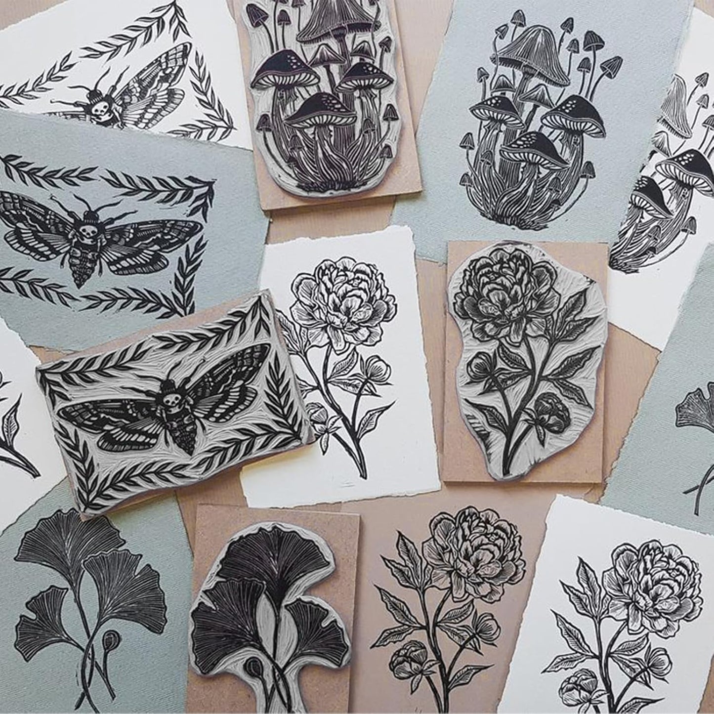 Falling in Art 6 * 12 Linoleum Carving Blocks, 2 Pack Soft Stamp Rubber Blocks for Crafts and Artists Printmaking, Gray,1/8" Thick