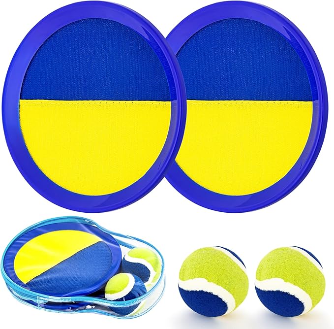 Ayeboovi Toss and Catch Ball Set Beach Pool Outdoor Toys Games for Kids Ages 3 4 5 6 7 8+ Year Old Boys Girls Birthday Gifts Stocking Stuffers for Boys Girls Ball Catch Game 2 Paddles 2 Balls Upgraded
