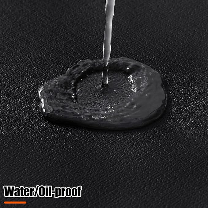 Homaxy Round Faux Leather Placemats and Coasters, Washable Dual-Side Table Mats, Wipeable Heat-Resistant Dining Place Mats for Outdoor and Indoor, Set of 8, Diameter 13 and 3.93 inch, Black