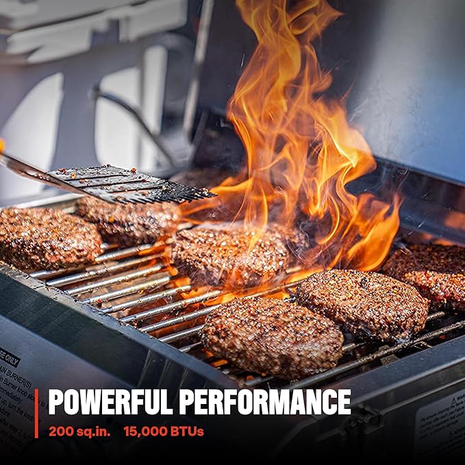 Monument Grills Tabletop Propane Gas Grill for Outdoor Portable Camping Cooking with 1 Pound Tank Adapter(2 items)