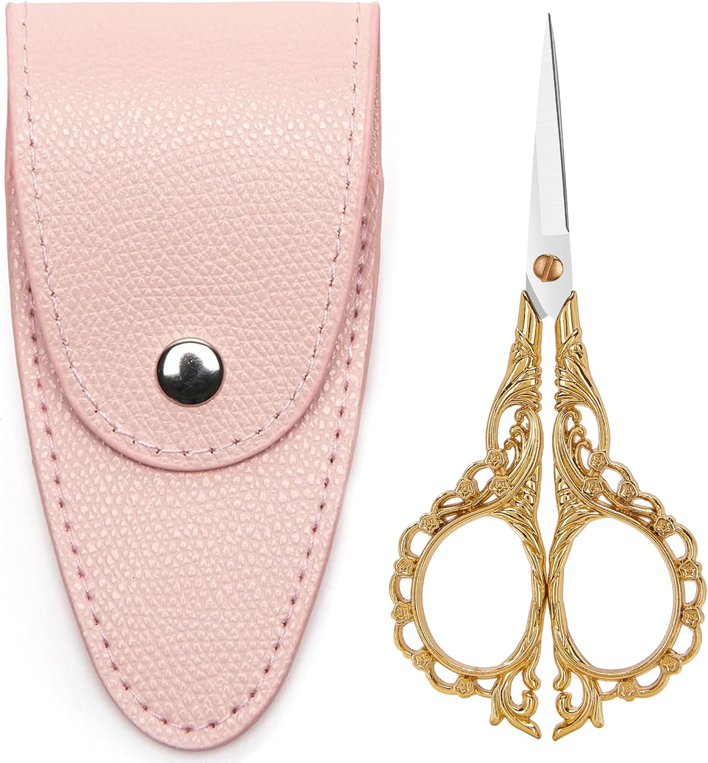 4.7 INCH Mini Stainless Steel Embroidery Scissors, Sharp Pointed Tip, Travel Scissors With Cover, Gold