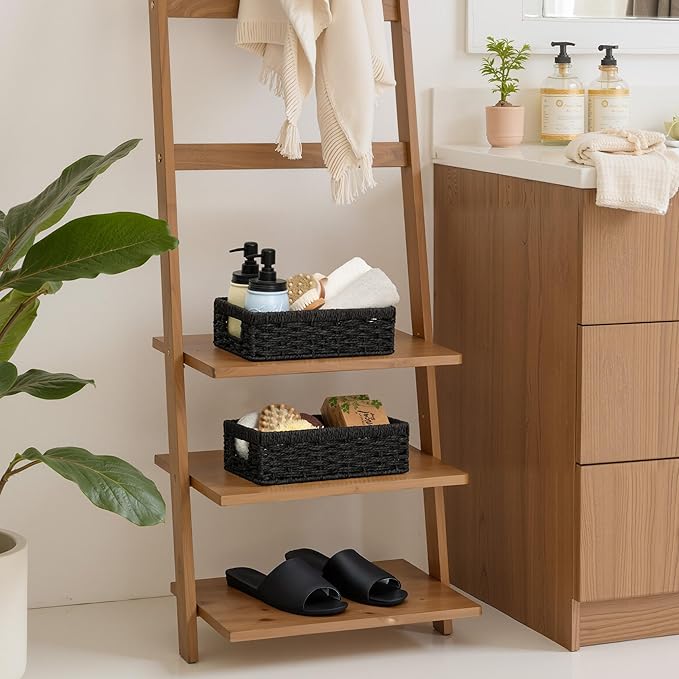 StorageWorks Small, Pantry Baskets, Wicker Storage Baskets for Organizing, Shelves, Pantry Organizers and Storage, Black, 2-Pack