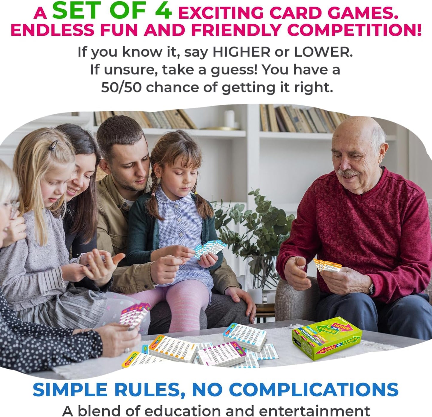 QUOKKA Trivia Board Games for Kids and Adults V2.0 - Family Night Board Game Cards 4xSet to Guess Fun Questions | Easy to Learn | 2 + Players - Challenge History, Science, Geography & More