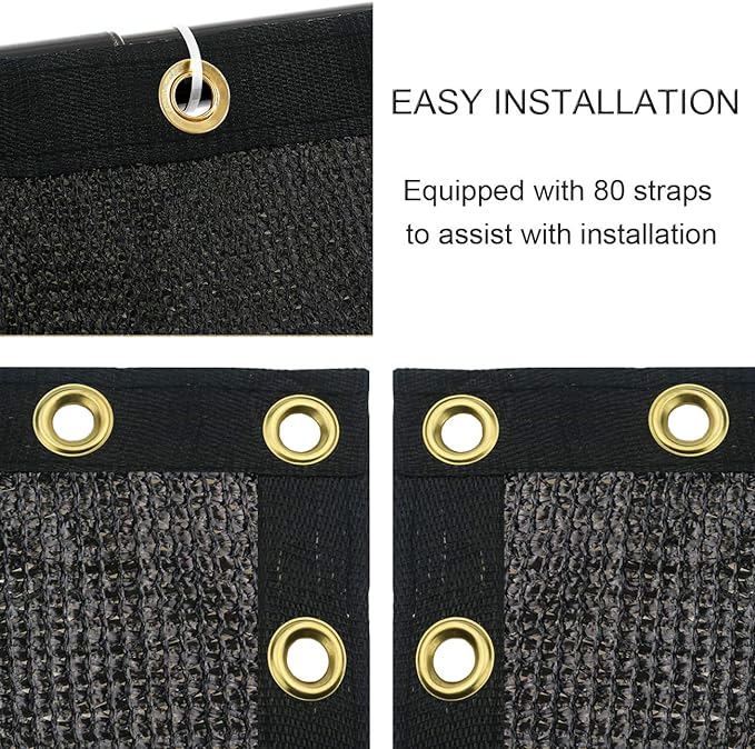 Sunnyglade 6 feet x 50 feet Privacy Screen Fence Heavy Duty Fencing Mesh Shade Net Cover for Wall Garden Yard Backyard (Black, 6 ft X 50 ft)
