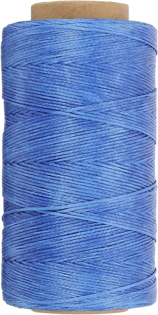 PATIKIL 284 Yard Flat Waxed Thread 150D 1mm Leather Sewing Cord for Repairing Shoes Bags Wallets Jewelry Making DIY Leather Craft, Bright Blue