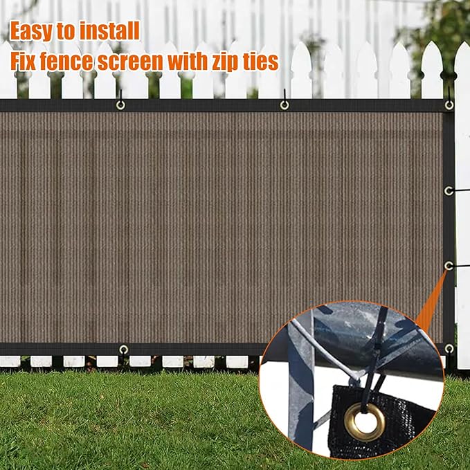 AYOHA 4' x 90' Privacy Fence Screen Fabric Mesh Shade Net Cover, Heavy Duty 160 GSM Privacy Barrier for Chain Link Fence, 90% Privacy Blockage, Excellent Airflow, Cable Zip Ties Included, Brown