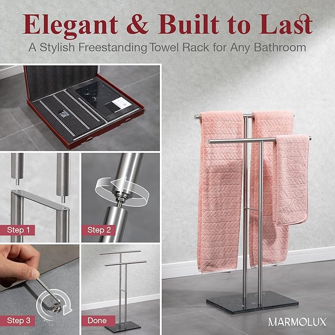 Towel Stand – Freestanding Towel Rack for Bedroom & Bathroom, Heavy-Duty Towel Drying Rack with Sturdy Base, Stylish Modern Free Standing for Spa & Home 1.6'x2.7'x0.7'
