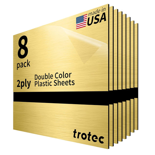 Trotec | Metallic Looking Acrylic Sheet | 12"x12"x1/16, 8 Pcs | Brushed Gold/Black | Metallic Finish - Scratch Resistant for Laser Engraving & Cutting,Printing,Glowforge,Name Plate | USA Made