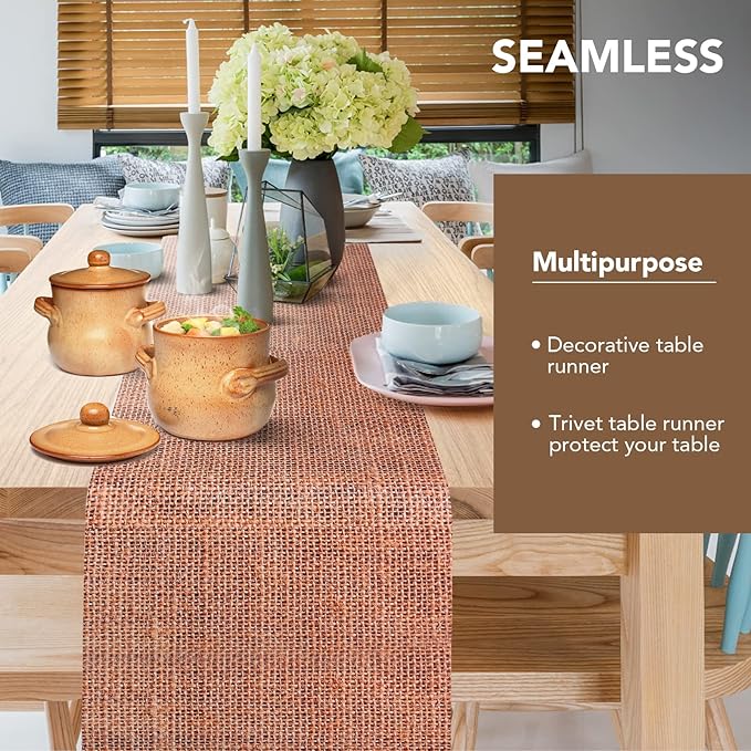 Trivet Table Runner Hot Plates Mat 12 X 40 Inch Heat Resistant Table Protector Waterproof Decorative Farmhouse Kitchen Trivets Counter Heat Proof Placemats for Hot Dishes (Linen)