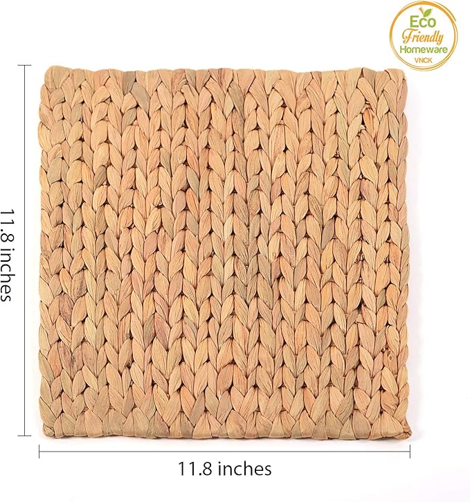 Boho Place Mats Set of 4, Square Table Mats Set of 4, Woven Placemats for Round Table, Chargers for Dinner Plates, Woven Chargers, Home Plate Mat, Outdoor Placemats, Manteles Individuales De Mesa