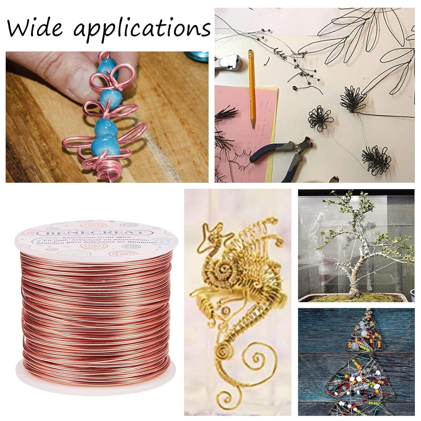 BENECREAT 12 17 18 Gauge Aluminum Wire (17 Gauge,380FT) Anodized Jewelry Craft Making Beading Floral Colored Aluminum Craft Wire - Green