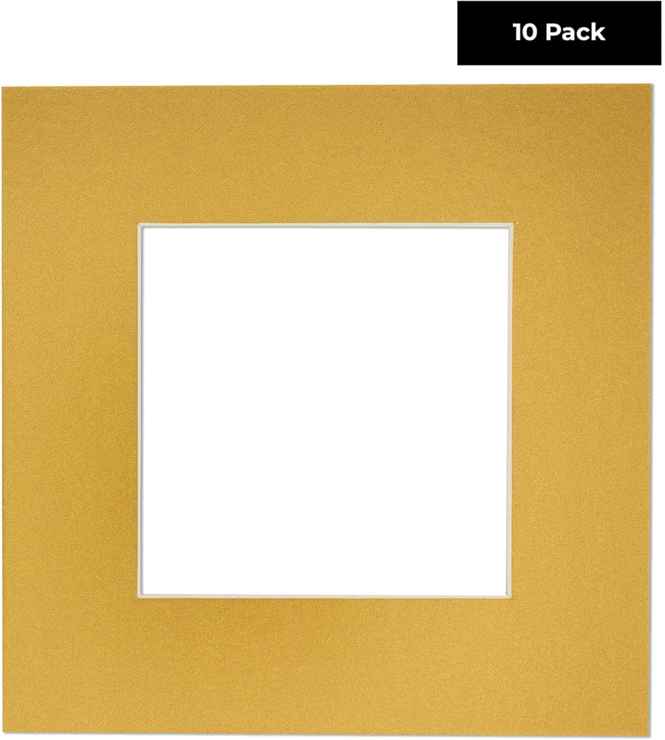 5x7 Mat for 8.5x11 Frame - Precut Mat Board Acid-Free Metallic Gold 5x7 Photo Matte For a 8.5x11 Picture Frame, Premium Matboard for Family Photos, Show Kits, Art, Picture Framing, Pack of 10 Mats