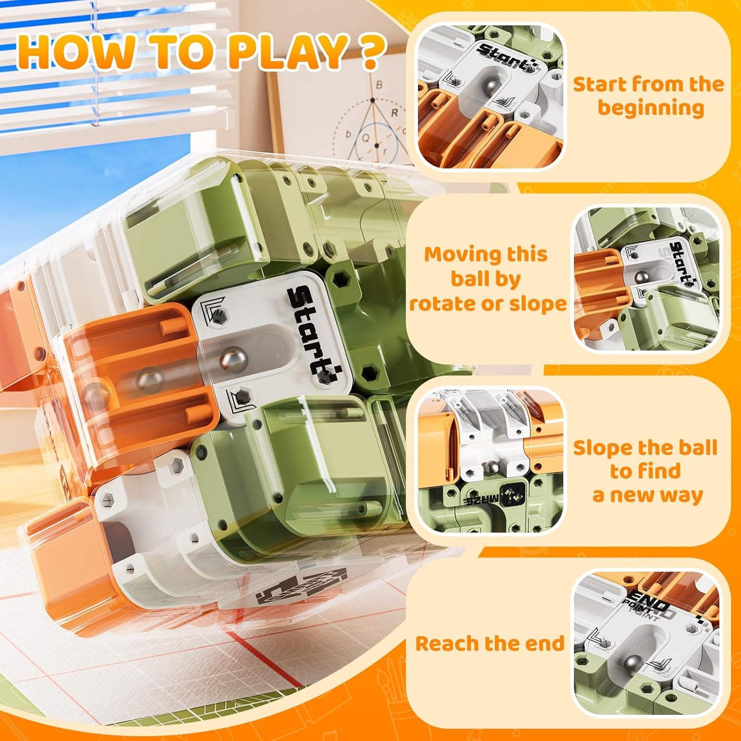 Rubik Race Game, 3D Maze Puzzle Games for Kids 8-12, Color-Match Puzzle Game, Education Sensory Toys Birthday Gift for Adults Kids 8 9+ Year Old Boy