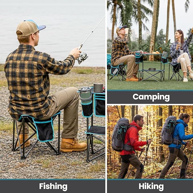 FUNDANGO Folding Tripod Stool, Lightweight Portable Fishing Chair with Thick Padded Seat, 440 Lbs Heavy Duty Outdoor Camping Chairs with Carry Bag for Walking Hunting Hiking Travel