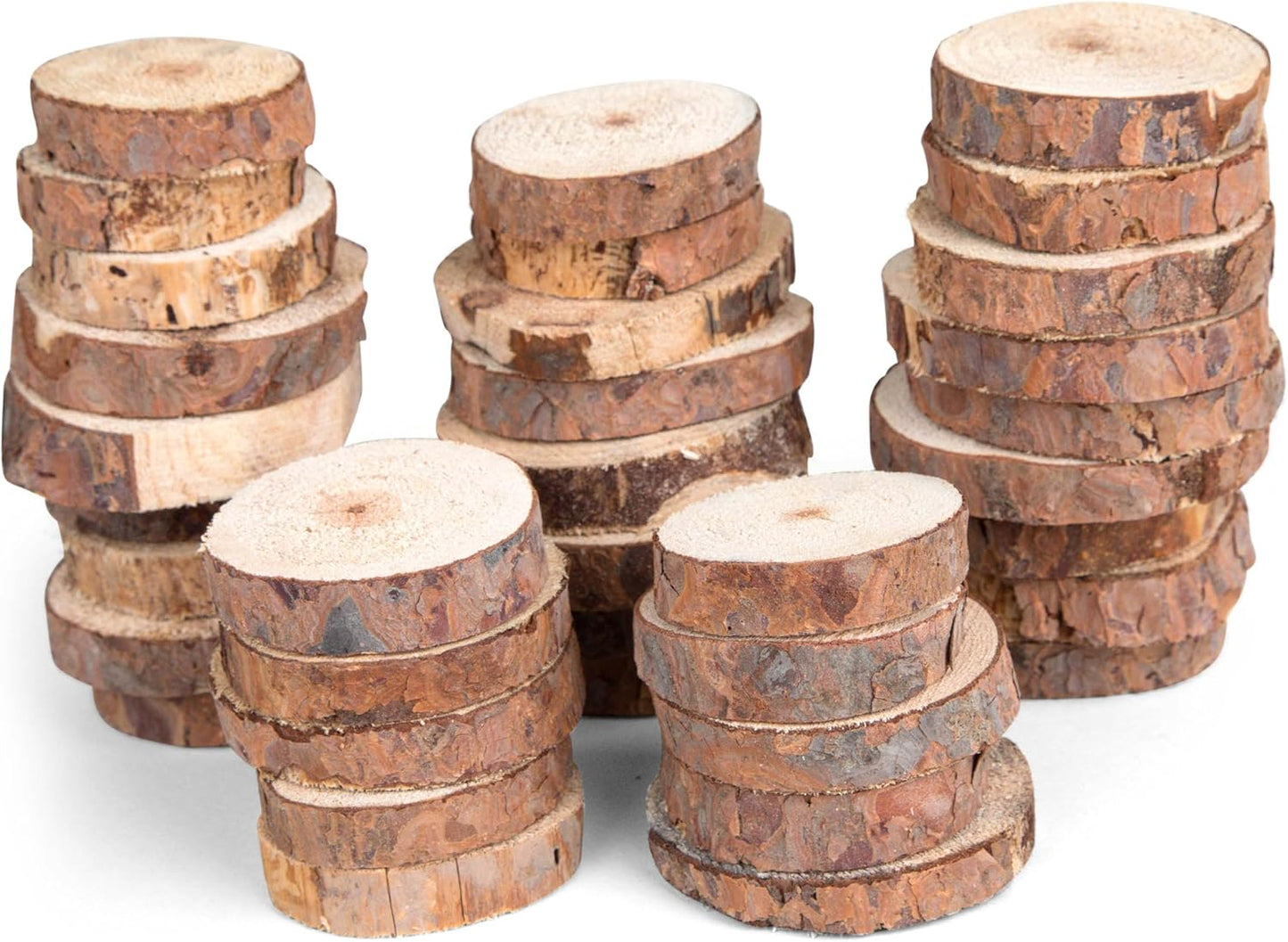 Wood Slices in Mesh Bag for Crafts DIY Projects Rustic Wedding Decorations Ornaments Coasters Tags Home Decor (Natural)