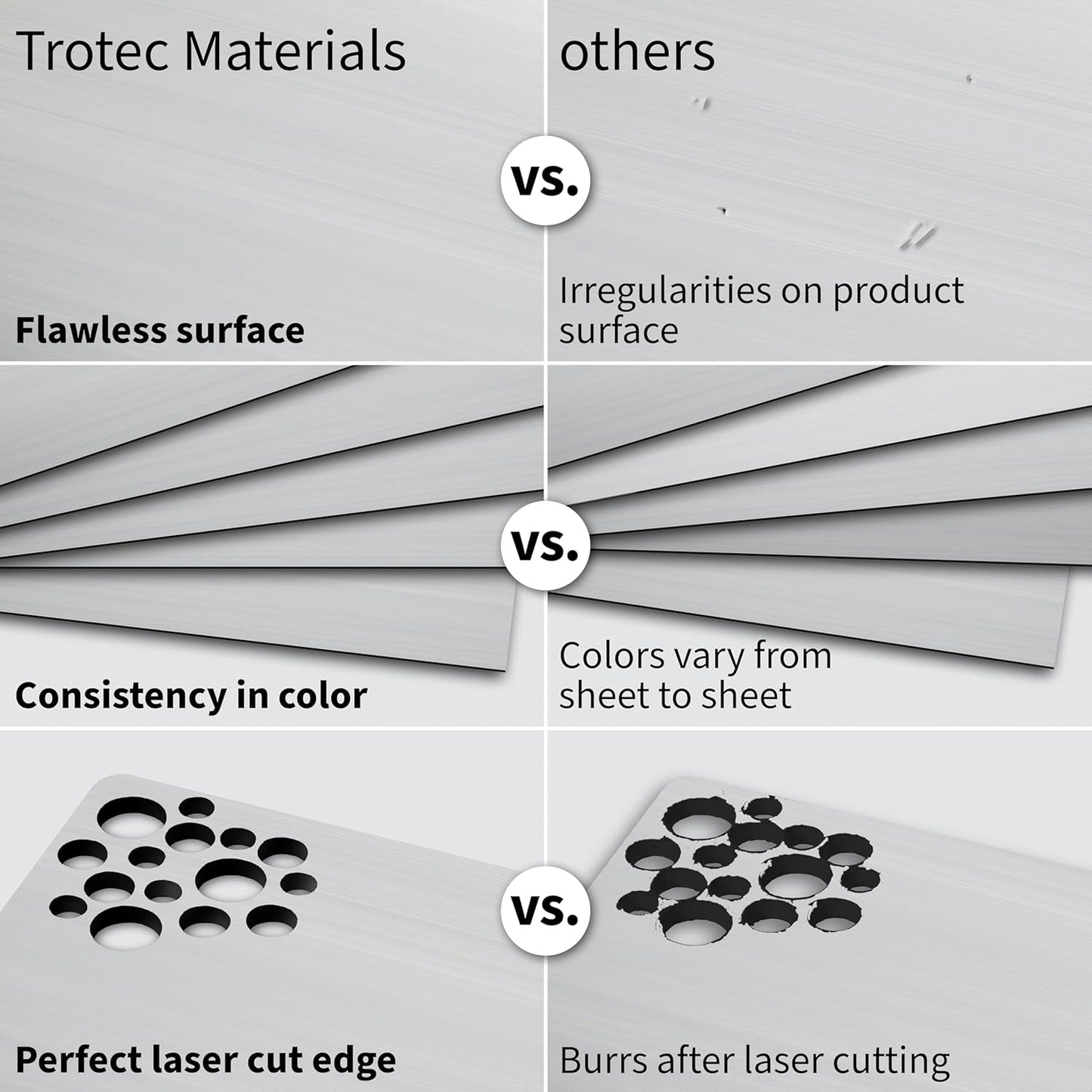 Trotec | Metallic Looking Acrylic Sheet | 12"x24"x1/8", 4 Pcs | Brushed Silver/Black | Metallic Finish - Scratch Resistant for Laser Engraving & Cutting,Printing,Glowforge,Name Plate | USA Made