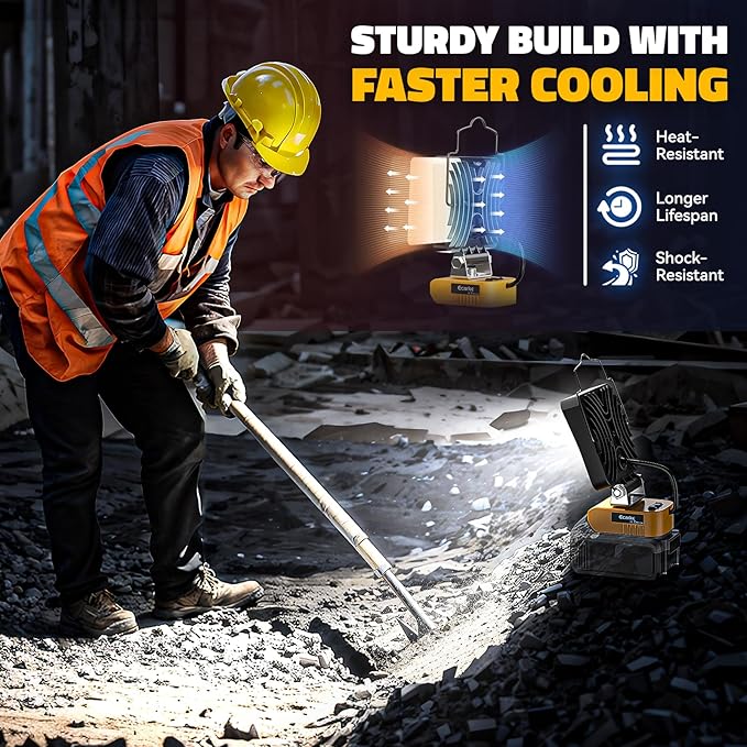 Ecarke LED Work Light Compatible with DEWALT 20V, 140° Pivoting Head Flashlight, 48W 4800Lumens, Cordless LED Flood Light, with USB and Type-C Charging Port for Outdoor